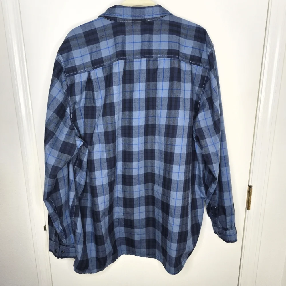The North Face Blue Plaid Casual Snap Button Down Shirt XXL